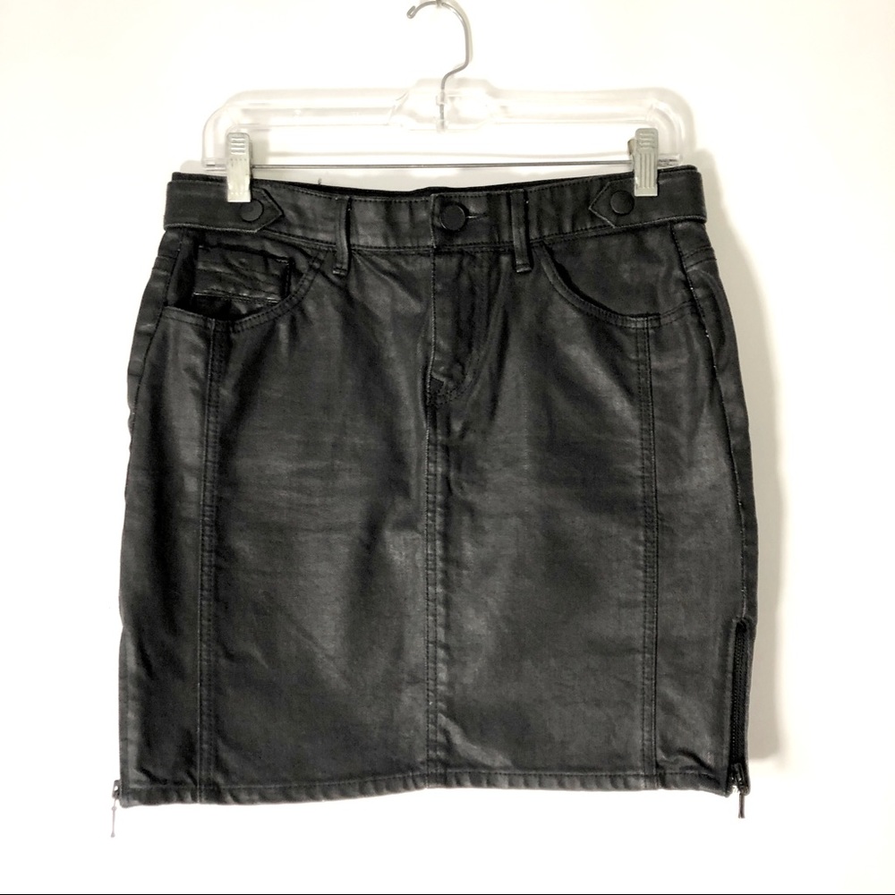 Zara woman coated black denim skirt Size 6